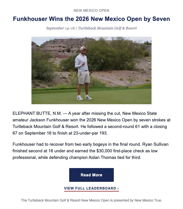 The New Mexico Open block from the PGA newsletter.