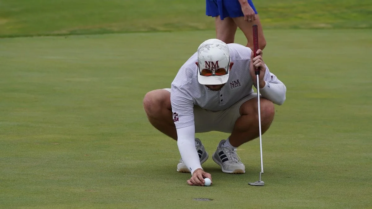 Jackson Funkhouser reads a putt during the final round.