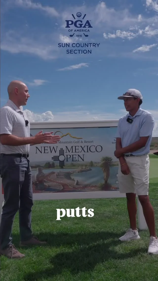 Aidan Thomas talking to the camera on the course.