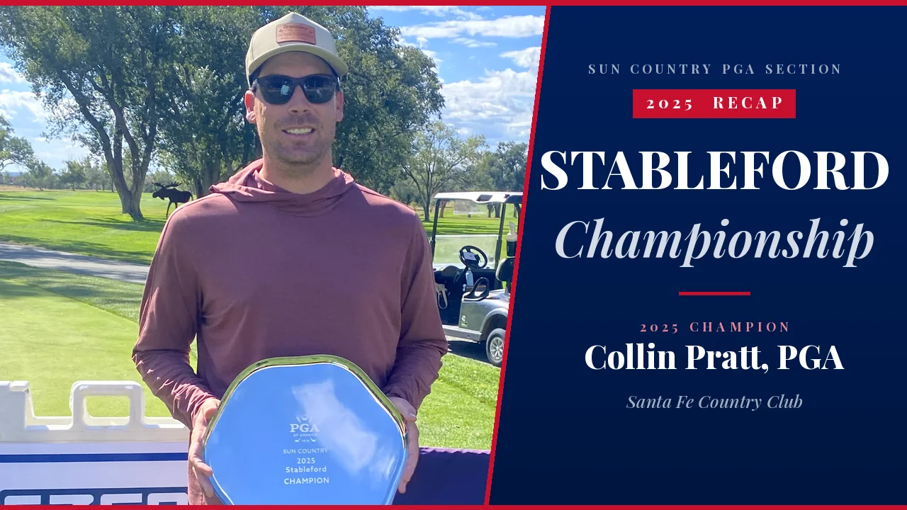 A recap thumbnail showing champion Collin Pratt, PGA, holding a trophy.