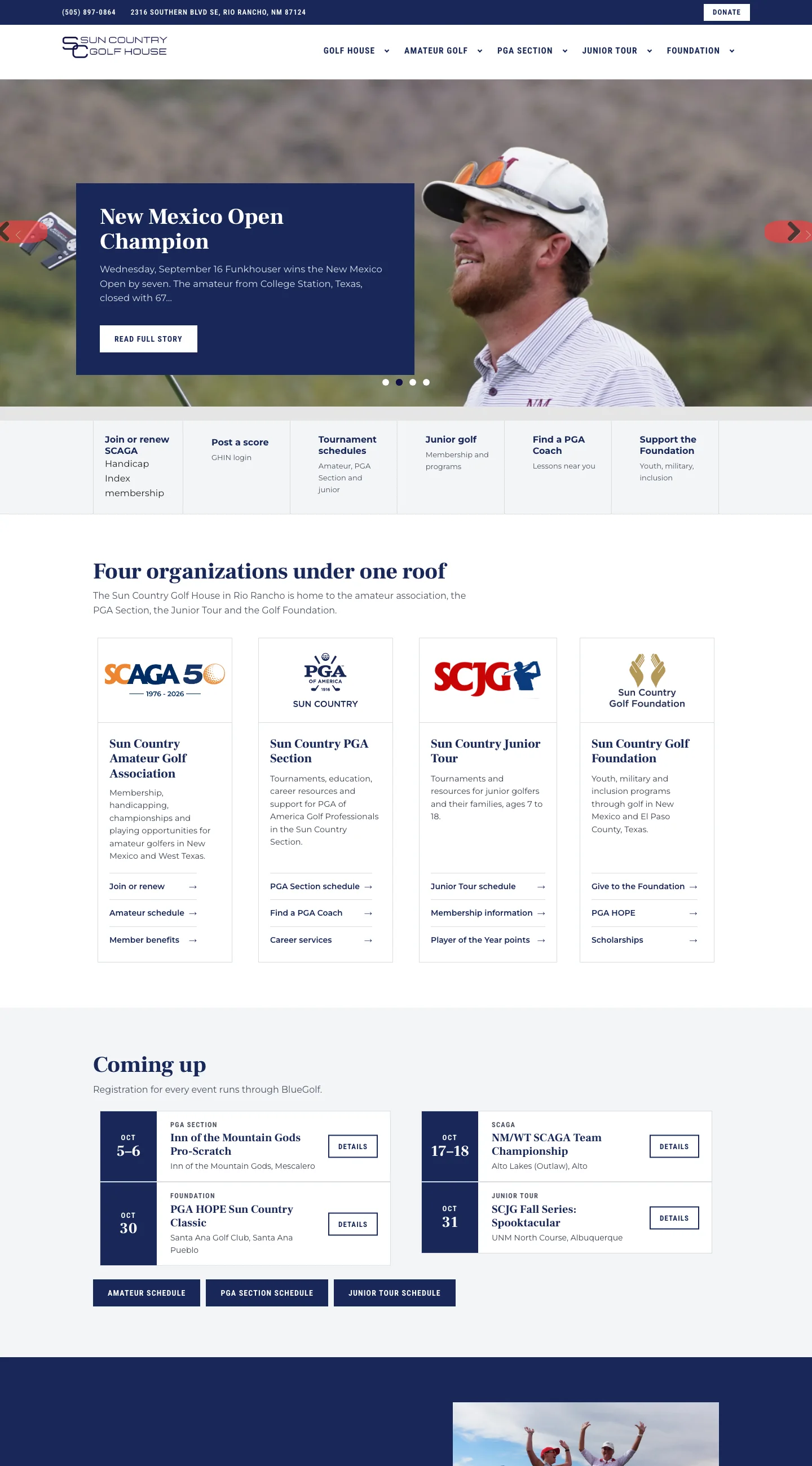 The redesigned Sun Country homepage, top portion.